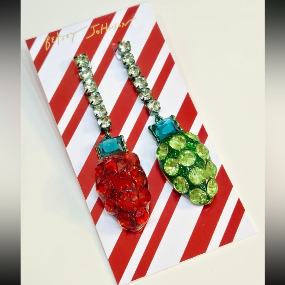 BETSEY JOHNSON Christmas Holiday Jingle Bell Bling Lights Bulbs Earrings NEW NWT